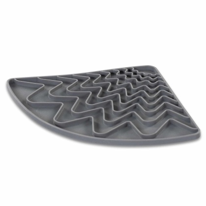 Messy Mutts Silicone Triangle Dog Lick Mat with Suction Cool Grey 9