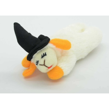 Multipet Halloween Lamb Chop w/ Black Witch Hat Cat Toy 4