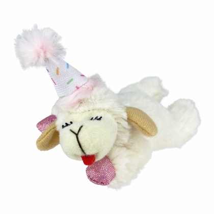 Pink - Multipet Lamb Chop w/ Birthday Hat Cat Toy - 4\