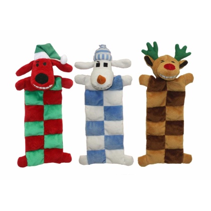 Multipet Loofa(R) Christmas Squeaker Mat Assortment (Santa, Reindeer, Snowman) 12\