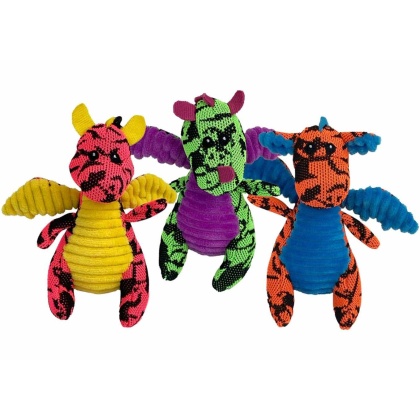 Multipet Minipet Dragon Plush Dog Toy Assorted Colors 4\