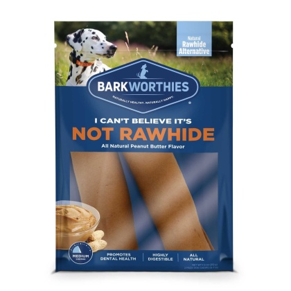 Barkworthies I Can\'t Believe It\'s Not Rawhide Rolls Peanut Butter  - Large 2pk