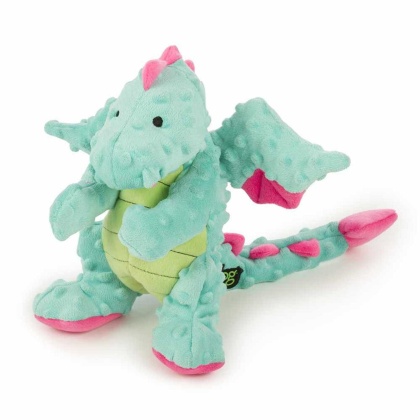 Coral - goDog Dragon w/Chew Guard Plush Dog Toy  - Small