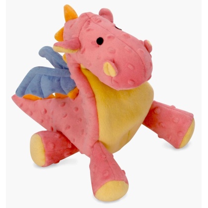 goDog Dragon w/Chew Guard Coral Plush Dog Toy Large - Large