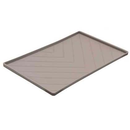 Grey - Messy Mutts Silicone Food Mat Raised Edge  - Large 24\