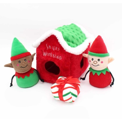 ZippyPaws Holiday Burrow(TM) Santa\'s Workshop Plush Dog Toy