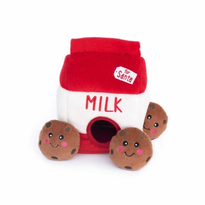 ZippyPaws Holiday Zippy Burrow Santa\'s Milk and Cookies Plush Dog Toy